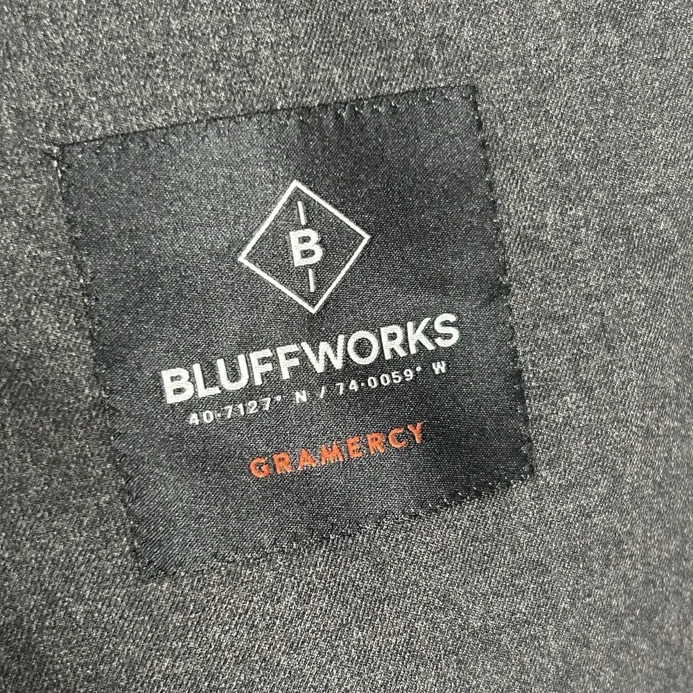 Bluffworks Gramercy Travel Blazer Men's Size 40R Slim Fit Navy Blue Zip Pockets - Picture 12 of 16